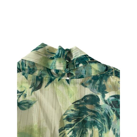 BTFL-Life Green Palm Tree Print Long Sleeve Lightweight Romper Women's Size XS - Picture 5 of 9